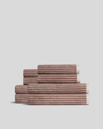 4+4 Pinstripe Bath Bundle - Adobe and Alabaster