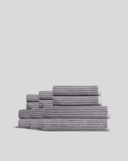 6+6 Pinstripe Bath Bundle -Pebble and Dove
