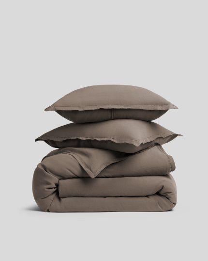 Linen Tencel Duvet Cover Set - Warm Grey K/CK
