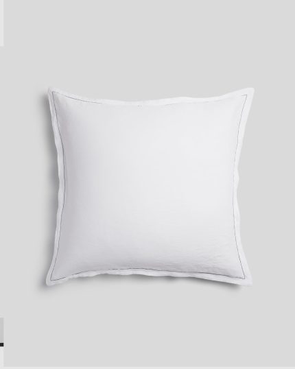 Linen Tencel Euro Sham - FINAL SALE (White with Black)
