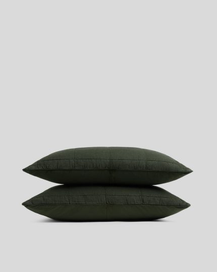 Linen Box Quilted Sham Set (Evergreen)