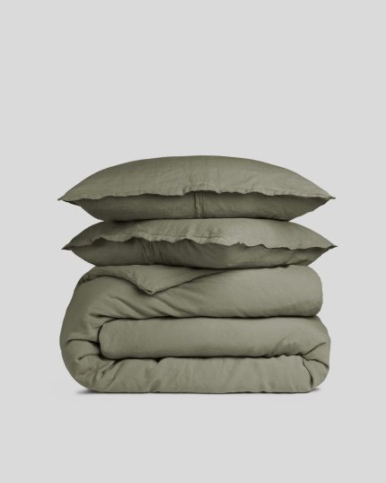 Linen Duvet Cover Set - Moss F/Q