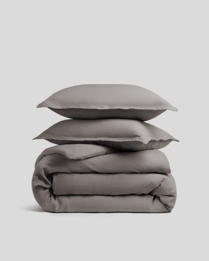 Linen Duvet Cover Set - Pebble F/Q
