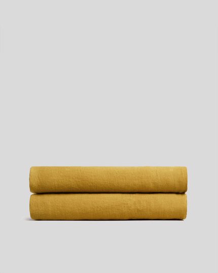 Linen Fitted Sheet - FINAL SALE (Marigold)