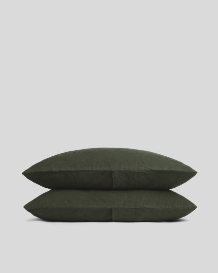 Linen Pillowcase Set (Evergreen)