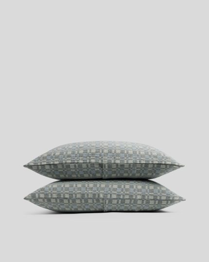 Modern Check Jacquard Sham Set (Dusk and Moss)