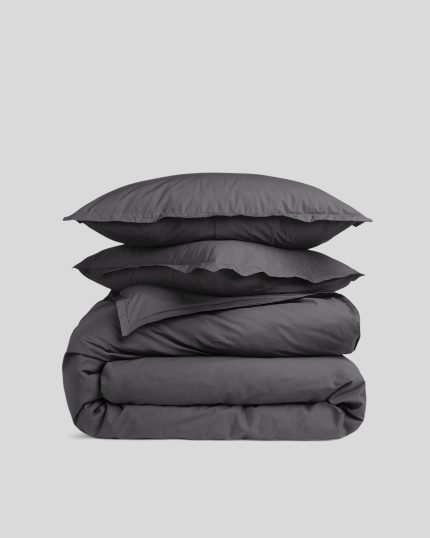 Percale Duvet Cover Set - Slate F/Q