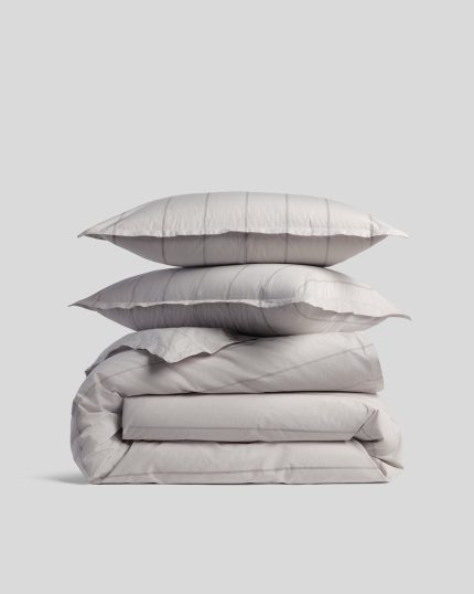 Percale Duvet Cover Set - Pebble Stripe F/Q
