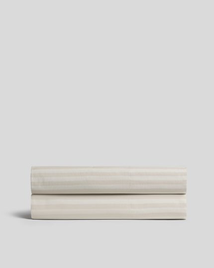 Percale Fitted Sheet (Bone Stripe)