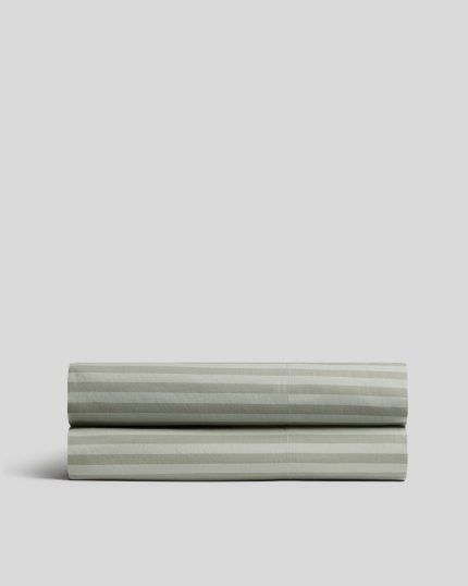Percale Fitted Sheet (Moss Stripe)